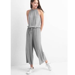 NWT GAP heather grey drapey halter neck jumpsuit